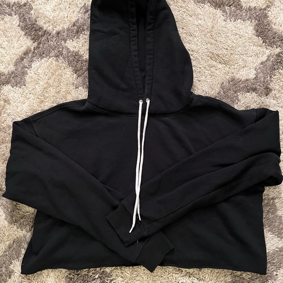 Black crop top hoodie